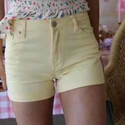 Love Tree Denim Apparel Yellow Folded Hem Shorts