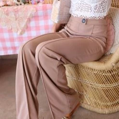 Canvas Taupe Wide Leg Trouser Pants Apparel