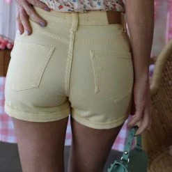 Love Tree Denim Apparel Yellow Folded Hem Shorts