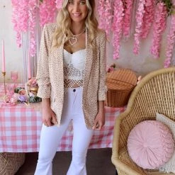 Oddi Apparel Cream Leopard Print Blazer