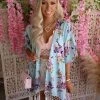 Peach Love Powder Blue Floral Kimono