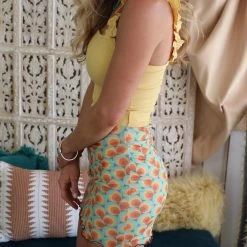 Bailey Rose Apparel Teal And Tan Retro Mini Skirt