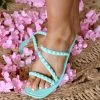 Wild Diva Spring Brunch Collection Mint Pyramid Studded Sandals