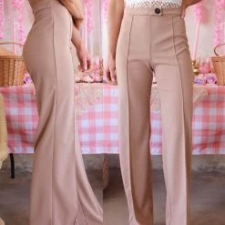 Canvas Taupe Wide Leg Trouser Pants Apparel