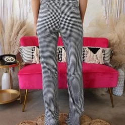 Canvas Black And White Pintuck High Waisted Pants