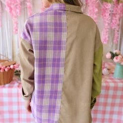 Better Be Lavender Plaid Long Sleeve Button Up Shirt
