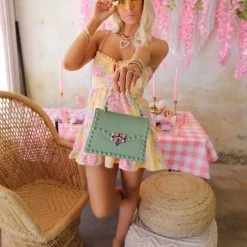 3 Am By H&D Accessories Mint Studded Clutch Spring Brunch Collection