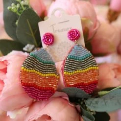 Wona Trading Happy Beaded Teardrop Earrings Spring Brunch Collection