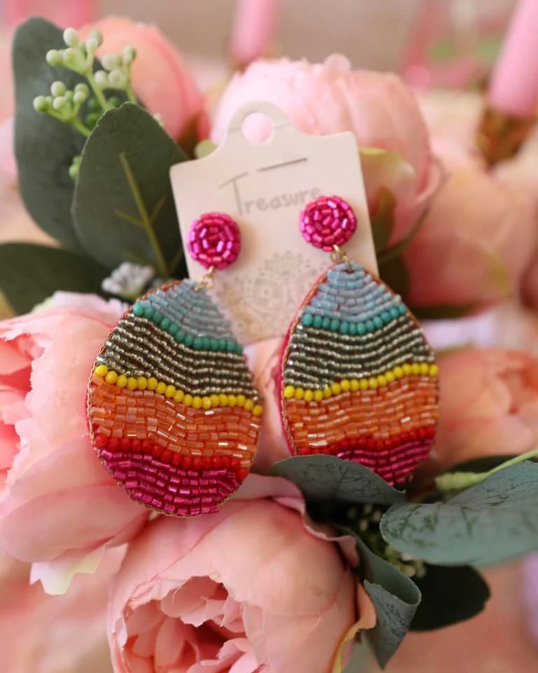 Wona Trading Happy Beaded Teardrop Earrings Spring Brunch Collection