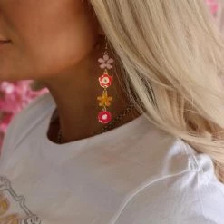 Girly Multicolor Flower Hanging Earrings