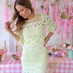 Montrez Apparel Sunday Morning Yellow Crochet Lace Dress