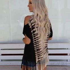 Blue Buttercup Breanna Black Bleached Cold Shoulder Top Apparel