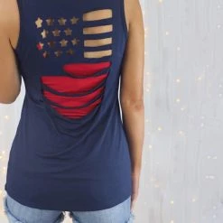 1 Clique Navy American Flag Cutout Tank
