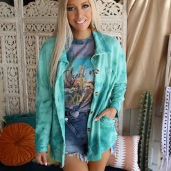 Fantastic Fawn Talia Turquoise Tie Dye Button Up Shirt