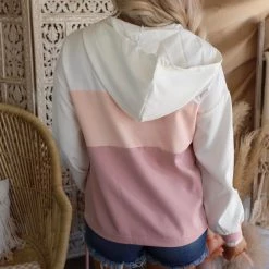 Bibi Apparel Pink Colorblock Hooded Windbreaker