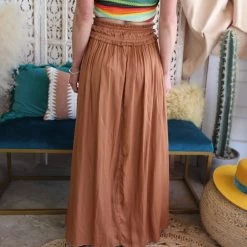 Kori Cameron Camel Split Hem Maxi Skirt Apparel