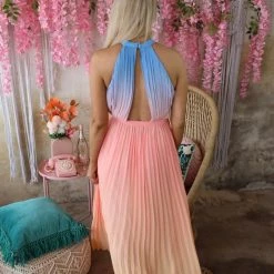 The Lace Cactus Apparel Peach Ombre Maxi Dress
