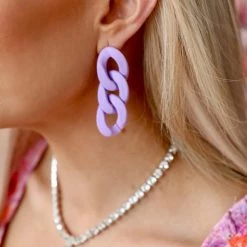 Koko + Lola Spring Brunch Collection Purple Triple Link Drop Earrings