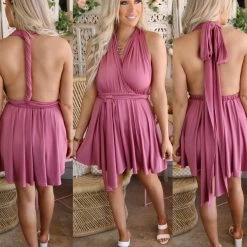 Dress Day Mauve Convertible Mini Dress Apparel
