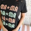 Bibi Apparel Black Distressed "Mama" Graphic Tee