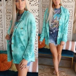 Fantastic Fawn Talia Turquoise Tie Dye Button Up Shirt