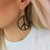 Green Tree Black Wood Peace Earrings