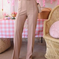 Canvas Taupe Wide Leg Trouser Pants Apparel