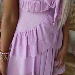 Peach Love Apparel Lilac Polka Dot Ruffle Tiered Dress