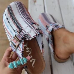 Gypsy Jazz Canton Cream Striped Slip On Shoes