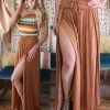 Kori Cameron Camel Split Hem Maxi Skirt Apparel