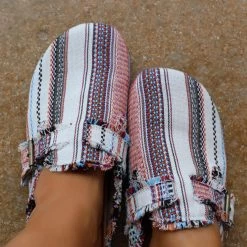 Gypsy Jazz Canton Cream Striped Slip On Shoes