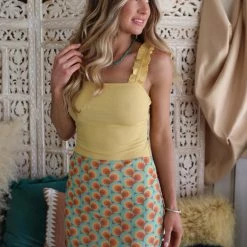 Bailey Rose Apparel Teal And Tan Retro Mini Skirt