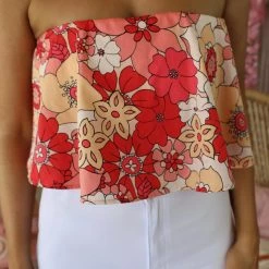 Fascination Red Floral Tube Top