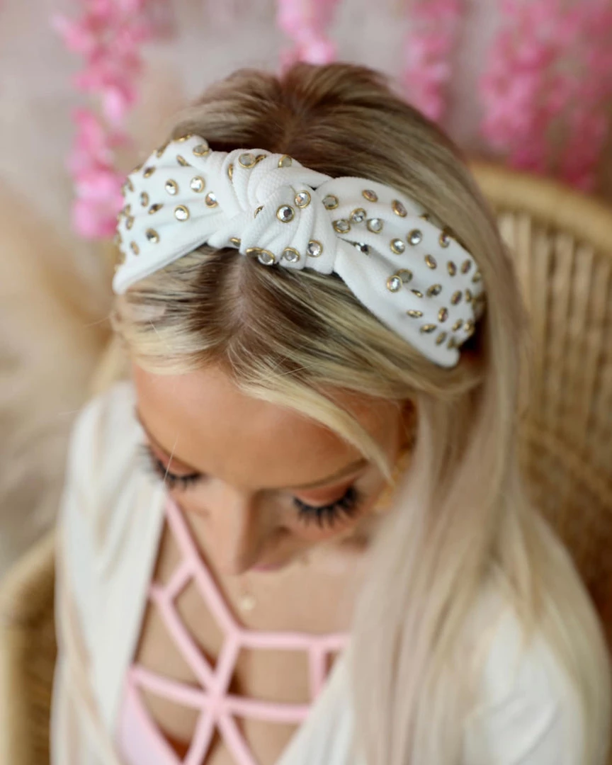The Lace Cactus White Rhinestone Headband