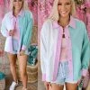 Hailey + Co Millie Mint Colorblock Button Up Shirt