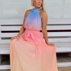 The Lace Cactus Apparel Peach Ombre Maxi Dress