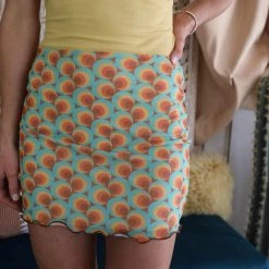 Bailey Rose Apparel Teal And Tan Retro Mini Skirt