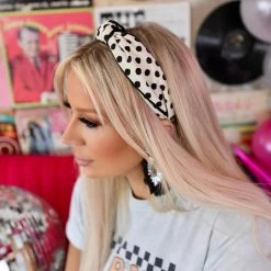 Koko + Lola White And Black Polka Dot Headband
