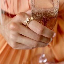 The Lace Cactus Gold Double Butterfly Ring