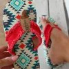 Gypsy Jazz Coral And Aztec Flip Flops