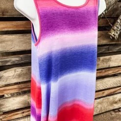 The Lace Cactus Blue, Red And Ombre Tank Top