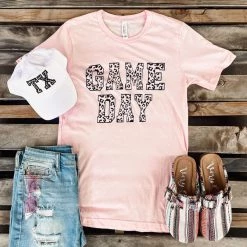 Bella Canvas Pink "Game Day" Graphic Tee Apparel