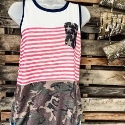 Southern Grace Red, White And Camo Tank Best Sellers