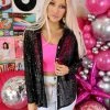 POL Black Sequin Relaxed Fit Shirt Apparel