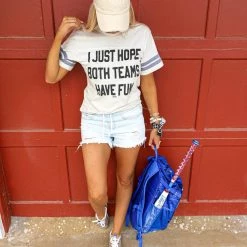L.A.T. Apparel (Prickly Pear TX) Cream "I Just Hope Both Teams Have Fun" Graphic Tee