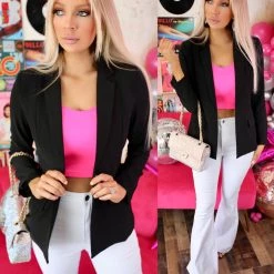 Skies Are Blue Apparel Black Lined Basic Blazer