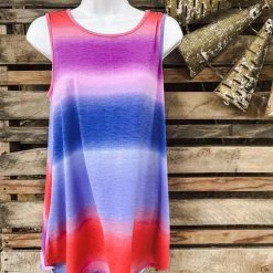 The Lace Cactus Blue, Red And Ombre Tank Top