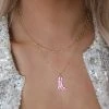 Girly Hot Pink And Gold Cowboy Boot Necklace