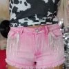 Shop Michella Pink Rhinestone Trim Denim Shorts Best Sellers