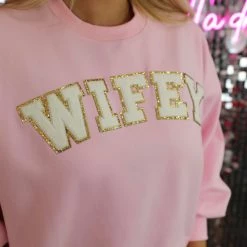 Pink Judith March "Wifey" Oversized Sweatshirt